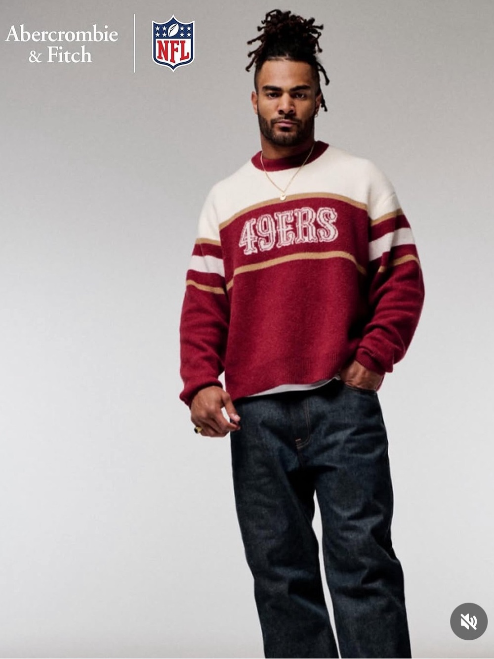 Abercrombie & Fitch NFL San Francisco 49ers Colorblock Crewneck Oversize Sweater